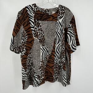 SG Sport Women Top Sz XL Animal Print Maximalist Junglecore Safari Y2K Statement